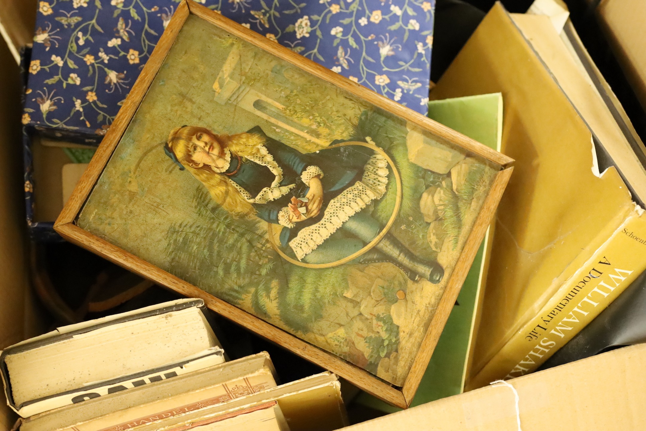 A box of miscellaneous Victorian games and an early Monopoly